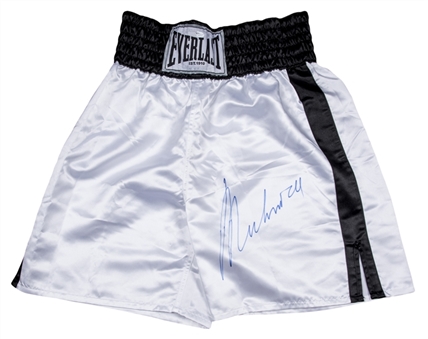 Muhammad Ali Autographed White Everlast Boxing Trunks (Beckett) 